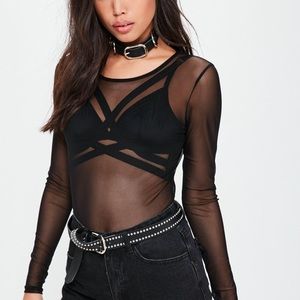 Sheer black bodysuit